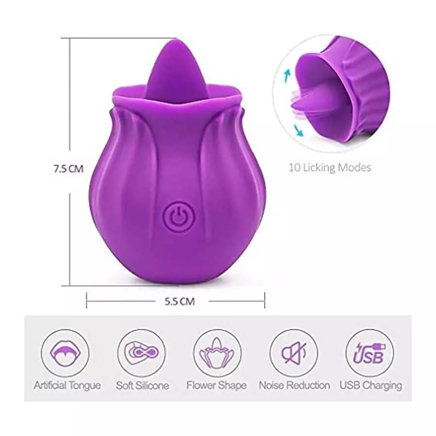 202 The Rose Toy for Women - Rose Vibrator, Rose Lick Sucking Toy, Toy for Women, Rose Vibrant Licker (02-Purple)