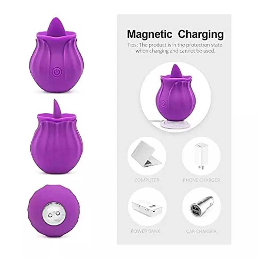 202 The Rose Toy for Women - Rose Vibrator, Rose Lick Sucking Toy, Toy for Women, Rose Vibrant Licker (02-Purple)