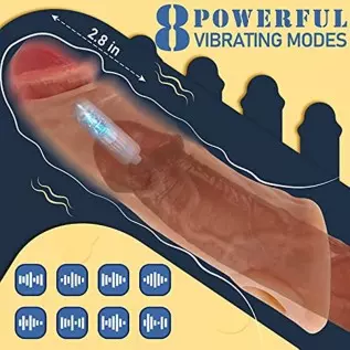Penis Sleeve with Vibrator, Sex Toys Penis Extender with 8 Vibration Modes, 8 Inch Vibrating Dildo Penis Rings Adult Toys, Ultra