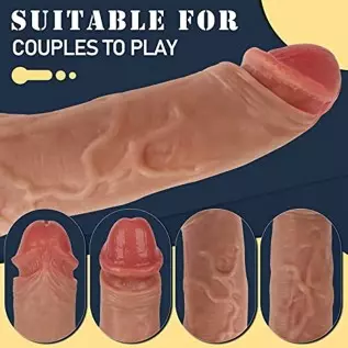Penis Sleeve with Vibrator, Sex Toys Penis Extender with 8 Vibration Modes, 8 Inch Vibrating Dildo Penis Rings Adult Toys, Ultra