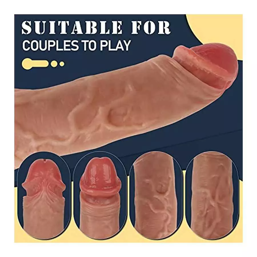 Penis Sleeve with Vibrator, Sex Toys Penis Extender with 8 Vibration Modes, 8 Inch Vibrating Dildo Penis Rings Adult Toys, Ultra