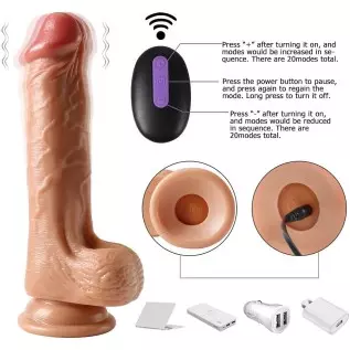 Thrusting Dildo Vibrator Sex Toy for Women, Realistic Vibrating Dildo w/5 Thrusts & 8 Vibrations, Strong Suction Cup Silicone Di