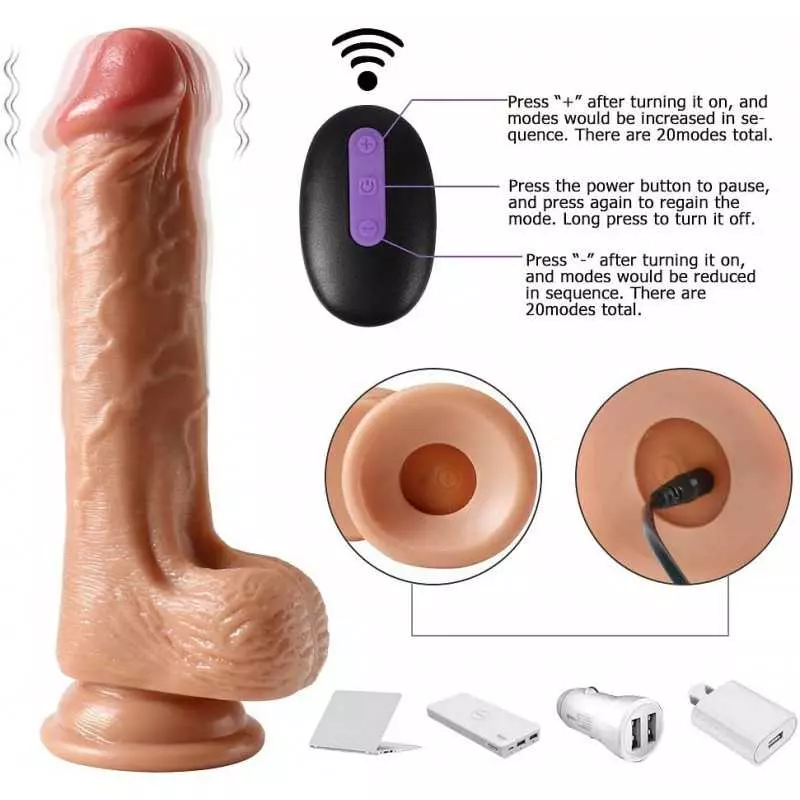 Thrusting Dildo Vibrator Sex Toy for Women, Realistic Vibrating Dildo w/5 Thrusts & 8 Vibrations, Strong Suction Cup Silicone Di