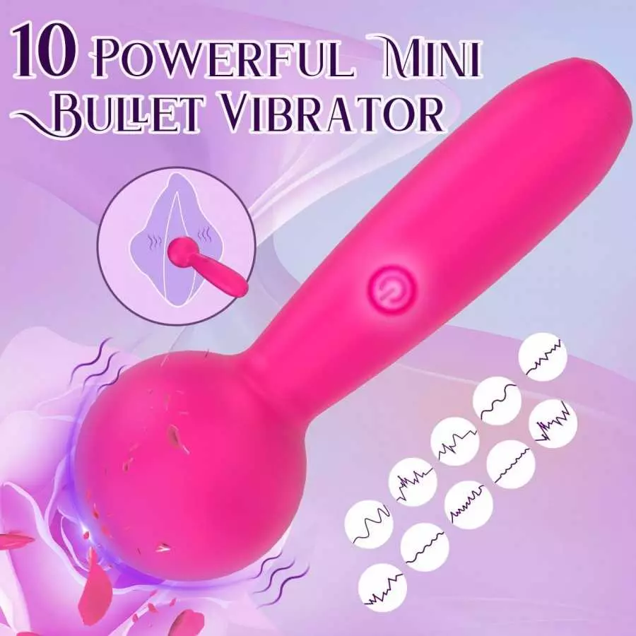 Powerful Bullet Vibrator for Women, Small Bullet Vibrator Nipple Clitoral Stimulator with 10 Vibration Modes, Rechargeable Water