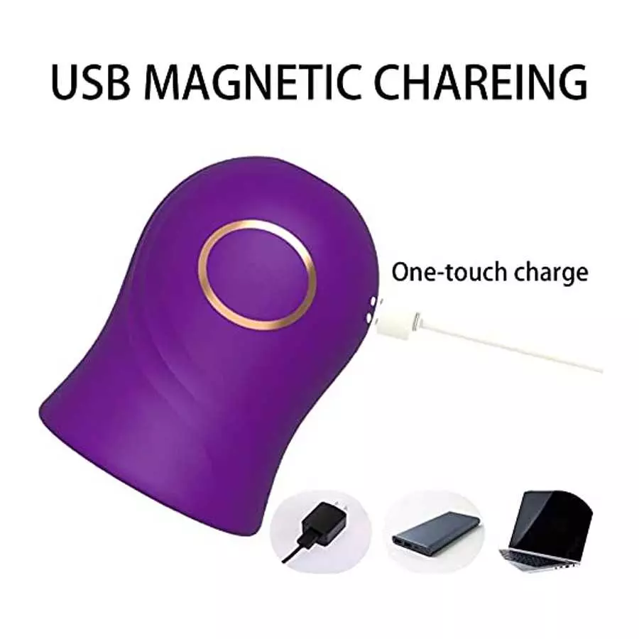 Masturbation Cup Adult Toy for Male Glans Massage Vibration Exerciser Automatic Strong Vibration Blowjob Trainer, Purple, 4.25*3