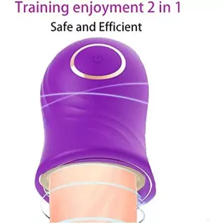 Masturbation Cup Adult Toy for Male Glans Massage Vibration Exerciser Automatic Strong Vibration Blowjob Trainer, Purple, 4.25*3