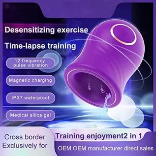 Masturbation Cup Adult Toy for Male Glans Massage Vibration Exerciser Automatic Strong Vibration Blowjob Trainer, Purple, 4.25*3