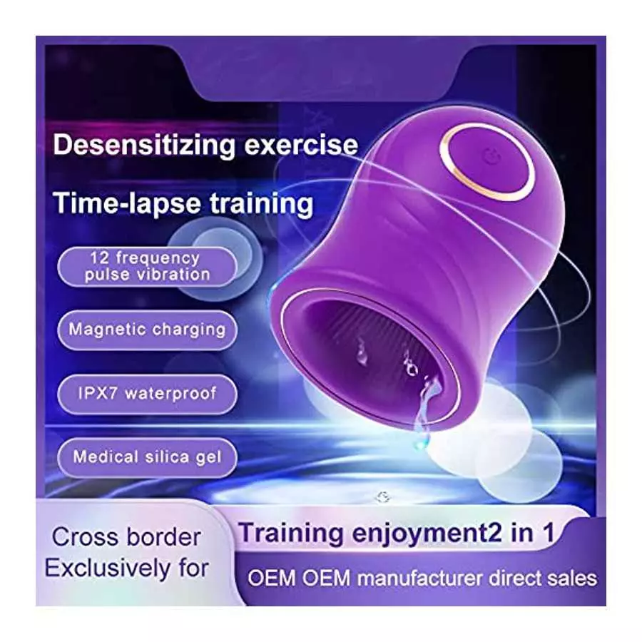 Masturbation Cup Adult Toy for Male Glans Massage Vibration Exerciser Automatic Strong Vibration Blowjob Trainer, Purple, 4.25*3