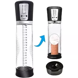 Fully Waterproof Vacuum Penis Pump with 5 Suction Ratings, Penis Massager Stimulator with Vaginal Stroke Sleeve, Penis Enlargeme