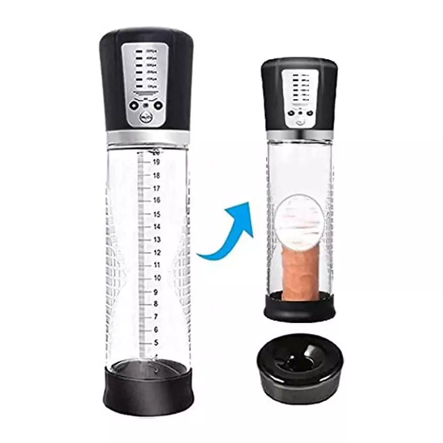 Fully Waterproof Vacuum Penis Pump with 5 Suction Ratings, Penis Massager Stimulator with Vaginal Stroke Sleeve, Penis Enlargeme