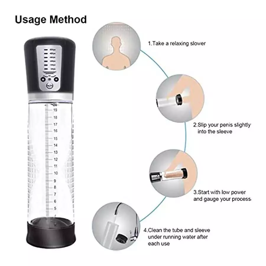 Fully Waterproof Vacuum Penis Pump with 5 Suction Ratings, Penis Massager Stimulator with Vaginal Stroke Sleeve, Penis Enlargeme