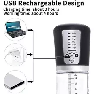 Fully Waterproof Vacuum Penis Pump with 5 Suction Ratings, Penis Massager Stimulator with Vaginal Stroke Sleeve, Penis Enlargeme