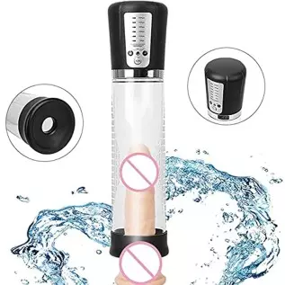 Fully Waterproof Vacuum Penis Pump with 5 Suction Ratings, Penis Massager Stimulator with Vaginal Stroke Sleeve, Penis Enlargeme
