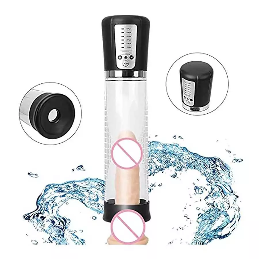 Fully Waterproof Vacuum Penis Pump with 5 Suction Ratings, Penis Massager Stimulator with Vaginal Stroke Sleeve, Penis Enlargeme