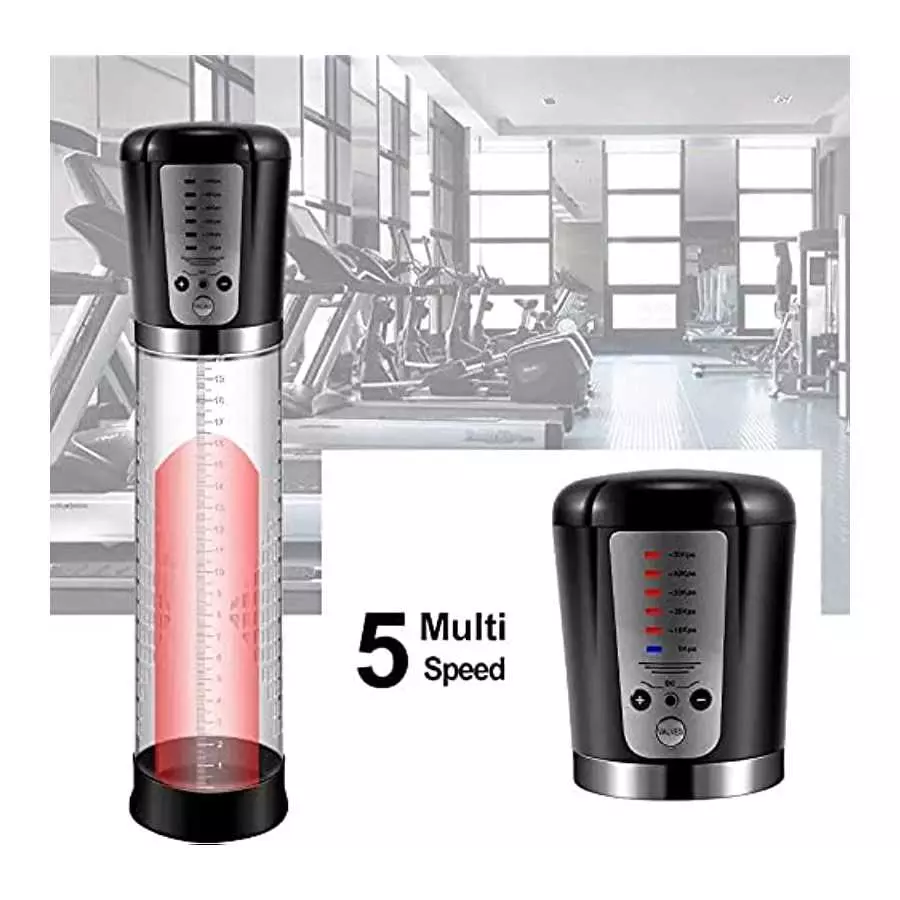 Fully Waterproof Vacuum Penis Pump with 5 Suction Ratings, Penis Massager Stimulator with Vaginal Stroke Sleeve, Penis Enlargeme