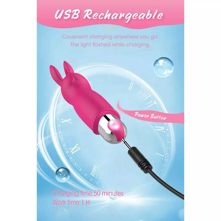 Rabbit Bullet Vibrator with 10 Powerful Vibration,Personal Massager for Clitoral Stimulation,Discreet Rechargeable,G-spot Stimul