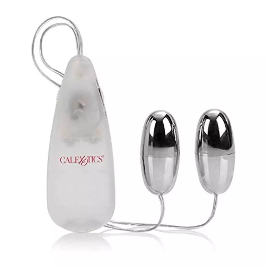 CalExotics Pocket Exotics Wired Remote Double Bullet Vibrator - Sex Toys for Couples - Adult Vibe Eggs Massager - Silver CalExotics Pocket Exotics Wired Remote Double Bullet Vibrator - Sex Toys for Couples - Adult Vibe Eggs Massager - Silver