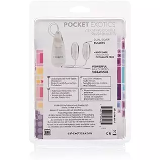CalExotics Pocket Exotics Wired Remote Double Bullet Vibrator - Sex Toys for Couples - Adult Vibe Eggs Massager - Silver CalExotics Pocket Exotics Wired Remote Double Bullet Vibrator - Sex Toys for Couples - Adult Vibe Eggs Massager - Silver