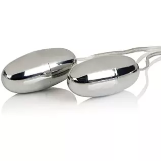 CalExotics Pocket Exotics Wired Remote Double Bullet Vibrator - Sex Toys for Couples - Adult Vibe Eggs Massager - Silver CalExotics Pocket Exotics Wired Remote Double Bullet Vibrator - Sex Toys for Couples - Adult Vibe Eggs Massager - Silver