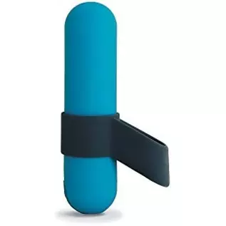 plusOne Vibrating Bullet with Finger Sleeve, Personal Massager for Women, 10 Vibration Settings, Teal