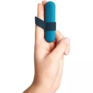 plusOne Vibrating Bullet with Finger Sleeve, Personal Massager for Women, 10 Vibration Settings, Teal