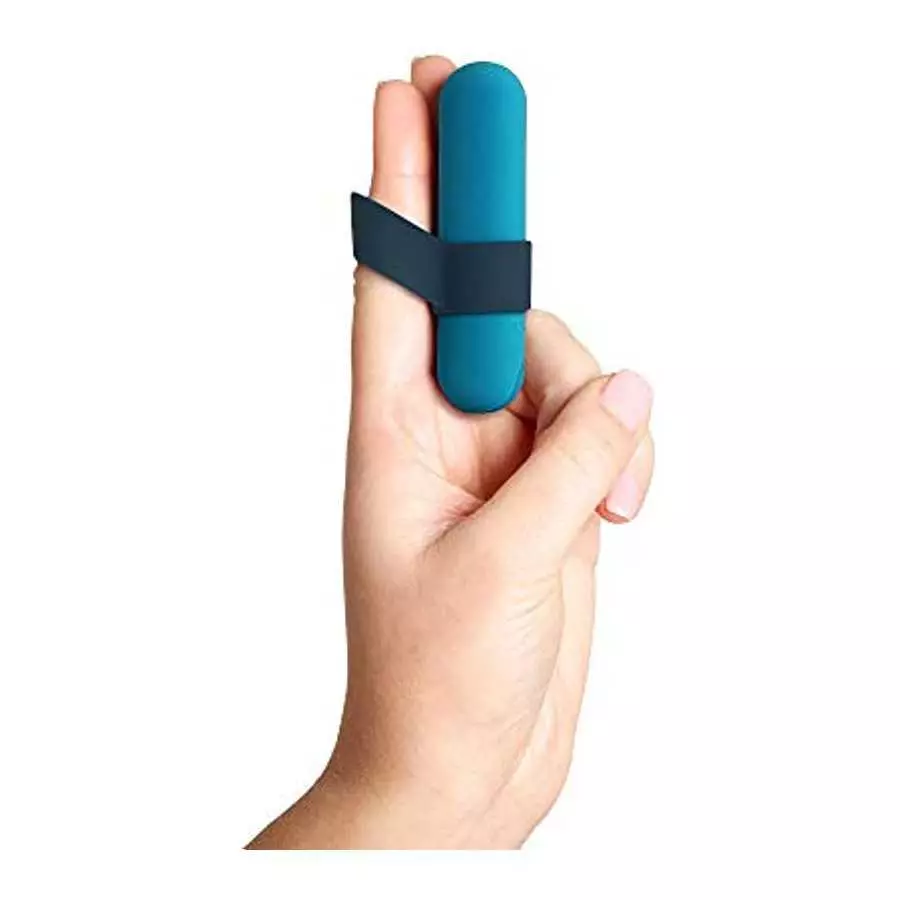 plusOne Vibrating Bullet with Finger Sleeve, Personal Massager for Women, 10 Vibration Settings, Teal