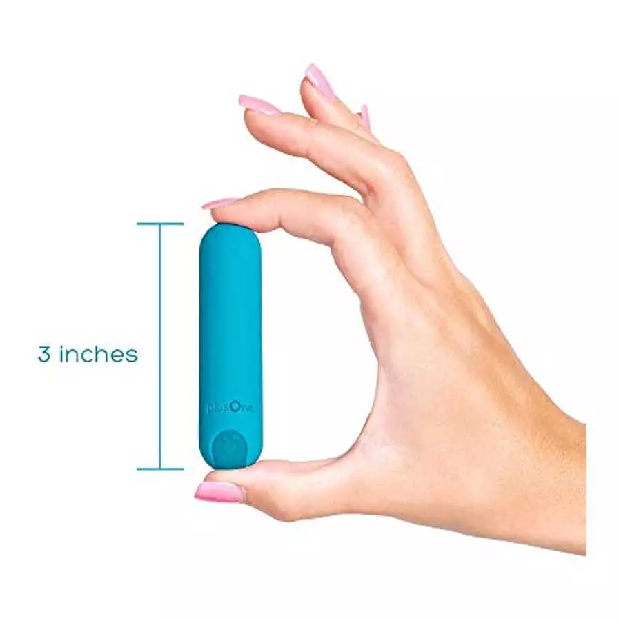 plusOne Vibrating Bullet with Finger Sleeve, Personal Massager for Women, 10 Vibration Settings, Teal