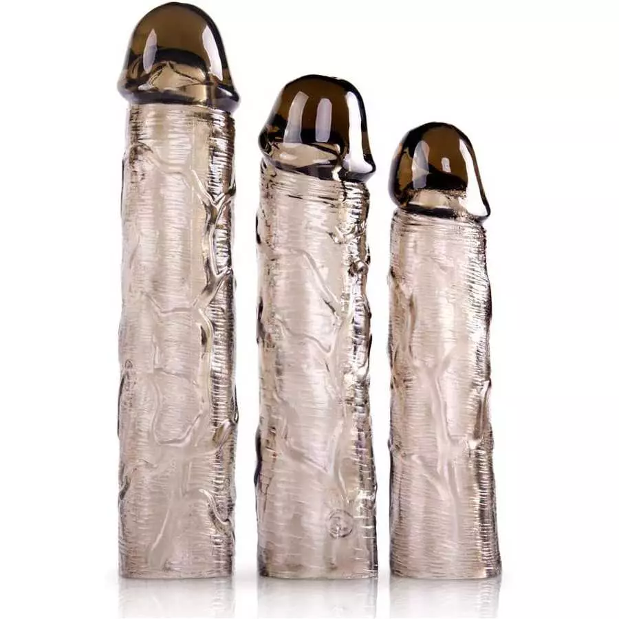 SHEQU Reusable Penis Sleeve Extender Silicone Male Rod Extension Sex Toy Cock Enlarger Condom Sheath Delay Ejaculation Toys for