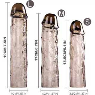 SHEQU Reusable Penis Sleeve Extender Silicone Male Rod Extension Sex Toy Cock Enlarger Condom Sheath Delay Ejaculation Toys for