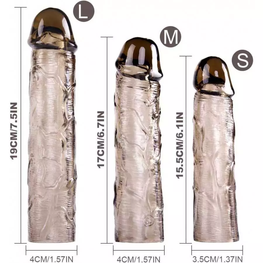 SHEQU Reusable Penis Sleeve Extender Silicone Male Rod Extension Sex Toy Cock Enlarger Condom Sheath Delay Ejaculation Toys for