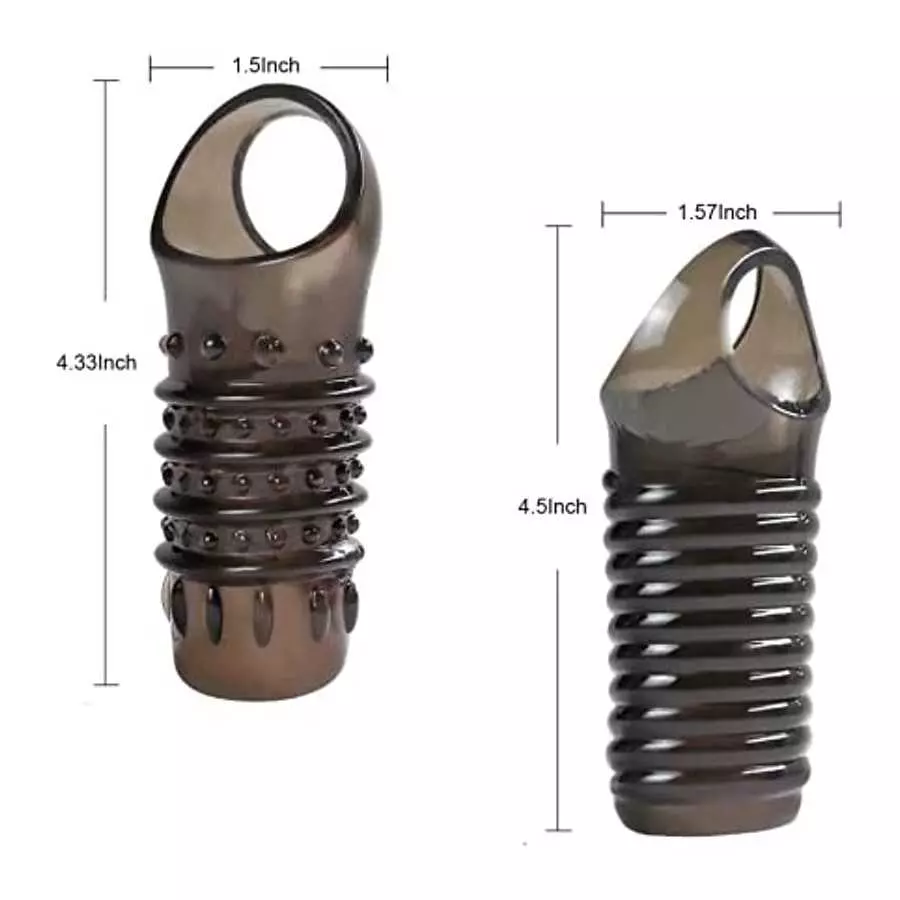 Soft Reusable Silicone Penis Sleeve Sex Toys with 2 Pcs