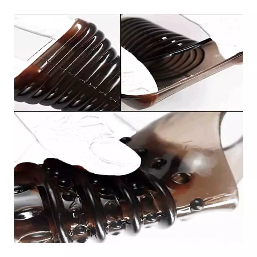Soft Reusable Silicone Penis Sleeve Sex Toys with 2 Pcs