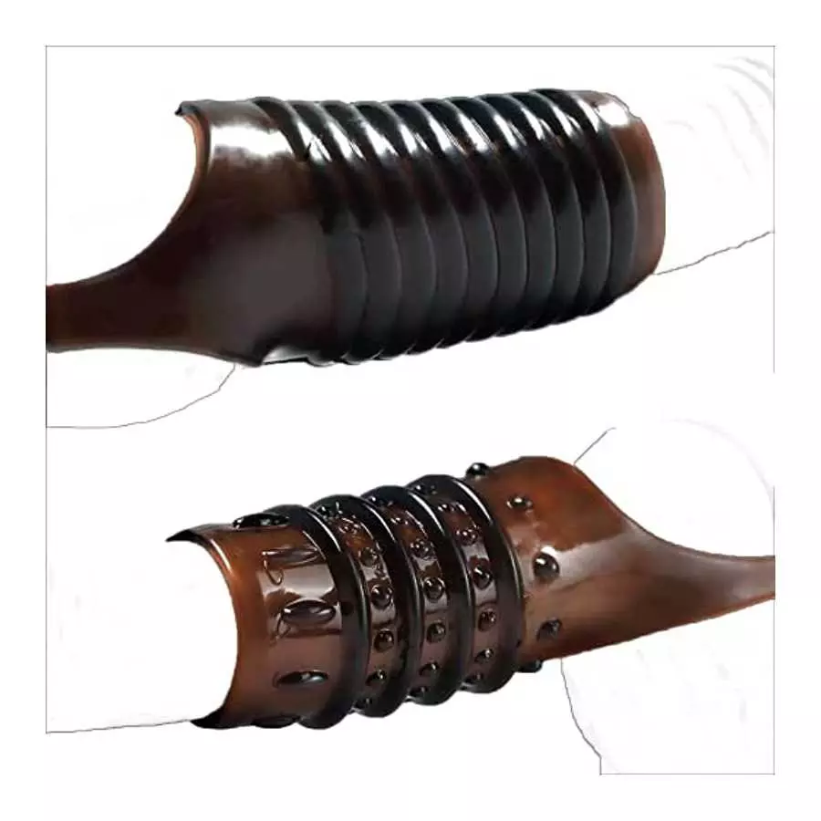 Soft Reusable Silicone Penis Sleeve Sex Toys with 2 Pcs