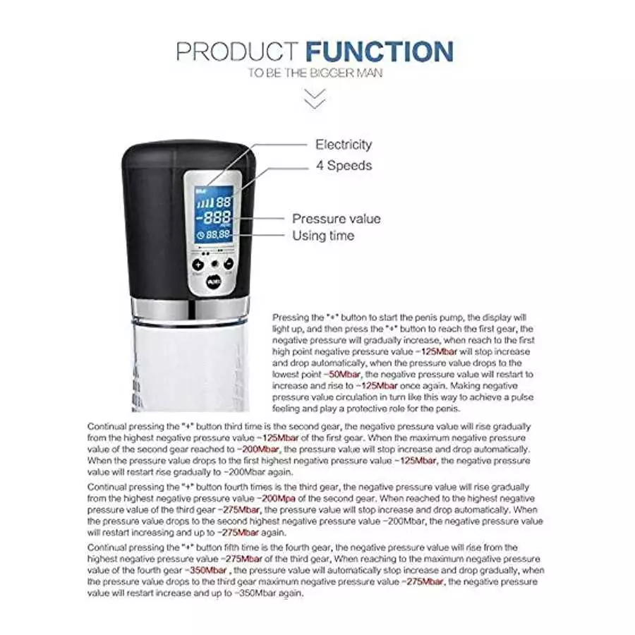 Vacuum Penis Pump for Men Erection, Electric ED Pump Enlarger Booster Penis Massage Device for Increasing Size and Strength, Adj