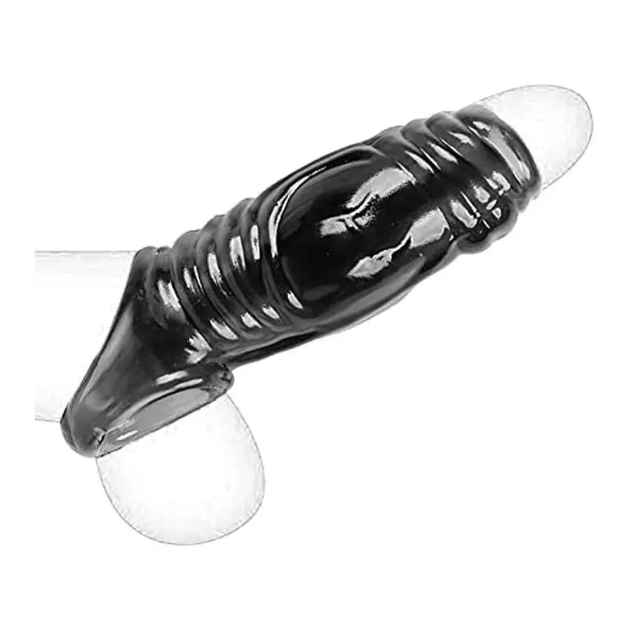 Soft Silicone Penis Sleeve Shaft Sleeve Extended Sleeve Delay Ejaculation Shaft Ring Erection Erotic for Couples (A)
