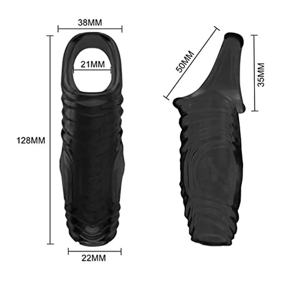Soft Silicone Penis Sleeve Shaft Sleeve Extended Sleeve Delay Ejaculation Shaft Ring Erection Erotic for Couples (A)