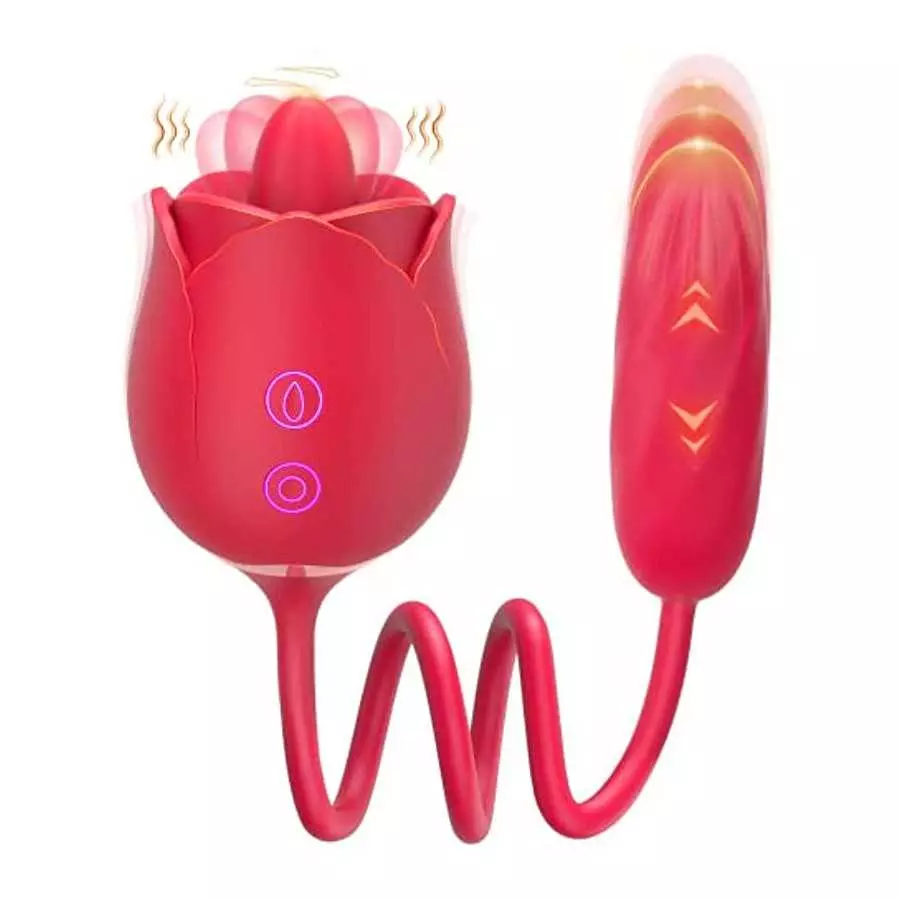 Rose Sex Stimulator for Women, Female Clitoral Vibrator with Tongue Licking and Thrusting Pulse Dildo Bullet with 9 Modes, Adult Rose Sex Stimulator for Women, Female Clitoral Vibrator with Tongue Licking and Thrusting Pulse Dildo Bullet with 9 Modes, Adult