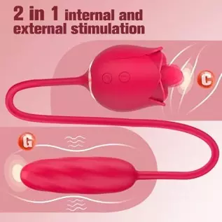 Rose Sex Stimulator for Women, Female Clitoral Vibrator with Tongue Licking and Thrusting Pulse Dildo Bullet with 9 Modes, Adult Rose Sex Stimulator for Women, Female Clitoral Vibrator with Tongue Licking and Thrusting Pulse Dildo Bullet with 9 Modes, Adult