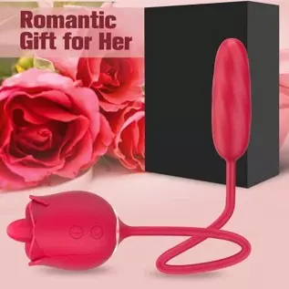 Rose Sex Stimulator for Women, Female Clitoral Vibrator with Tongue Licking and Thrusting Pulse Dildo Bullet with 9 Modes, Adult Rose Sex Stimulator for Women, Female Clitoral Vibrator with Tongue Licking and Thrusting Pulse Dildo Bullet with 9 Modes, Adult