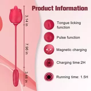 Rose Sex Stimulator for Women, Female Clitoral Vibrator with Tongue Licking and Thrusting Pulse Dildo Bullet with 9 Modes, Adult Rose Sex Stimulator for Women, Female Clitoral Vibrator with Tongue Licking and Thrusting Pulse Dildo Bullet with 9 Modes, Adult