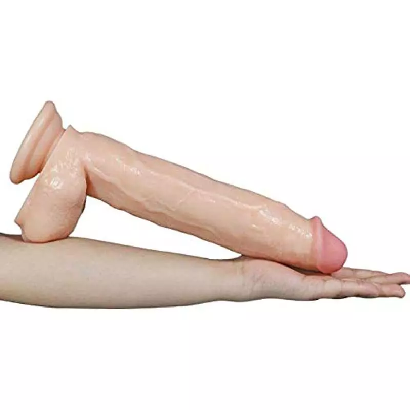 Realistic Dildo, 12 Inch Silicone Huge Penis Handsfree with Strong Suction Cup Flexible Dong Female Masturbator Big Cock for Vag