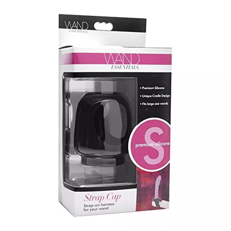 Wand Essentials Strap Cap Wand Harness for Dildos, Black, (ae137)