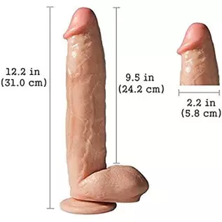 Realistic Dildo, 12 Inch Silicone Huge Penis Handsfree with Strong Suction Cup Flexible Dong Female Masturbator Big Cock for Vag