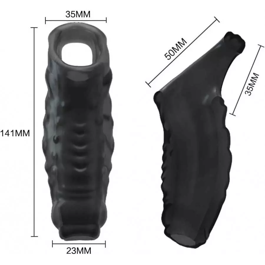 Soft Silicone Penis Sleeve Shaft Sleeve Extended Sleeve Delay Ejaculation Shaft Ring Erection Erotic for Men (B)