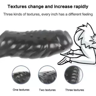 Soft Silicone Penis Sleeve Shaft Sleeve Extended Sleeve Delay Ejaculation Shaft Ring Erection Erotic for Men (B)