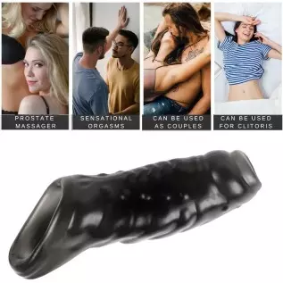 Soft Silicone Penis Sleeve Shaft Sleeve Extended Sleeve Delay Ejaculation Shaft Ring Erection Erotic for Men (B)