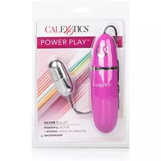CalExotics Power Play Wired Remote Control Bullet Vibrator - Waterproof Sex Toys for Couples - Adult Vibe Egg Massager - Silver CalExotics Power Play Wired Remote Control Bullet Vibrator - Waterproof Sex Toys for Couples - Adult Vibe Egg Massager - Silver