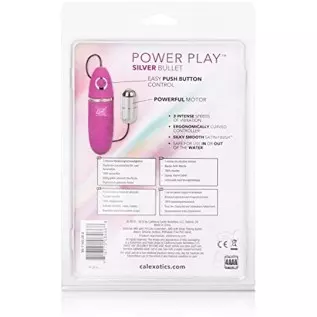 CalExotics Power Play Wired Remote Control Bullet Vibrator - Waterproof Sex Toys for Couples - Adult Vibe Egg Massager - Silver CalExotics Power Play Wired Remote Control Bullet Vibrator - Waterproof Sex Toys for Couples - Adult Vibe Egg Massager - Silver