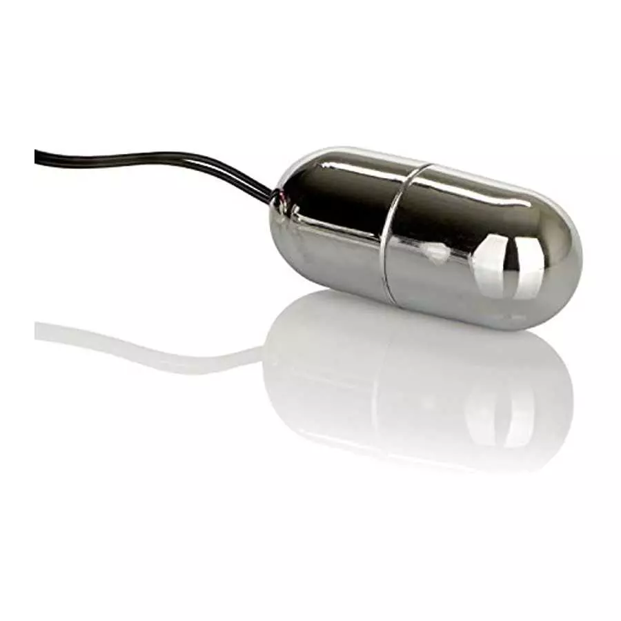 CalExotics Power Play Wired Remote Control Bullet Vibrator - Waterproof Sex Toys for Couples - Adult Vibe Egg Massager - Silver