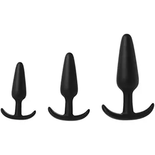 Doc Johnson Mood - Naughty 1 Trainer Set - Small, Medium, Large - Silicone Butt Plugs with Tapered Base for Comfort Between The 